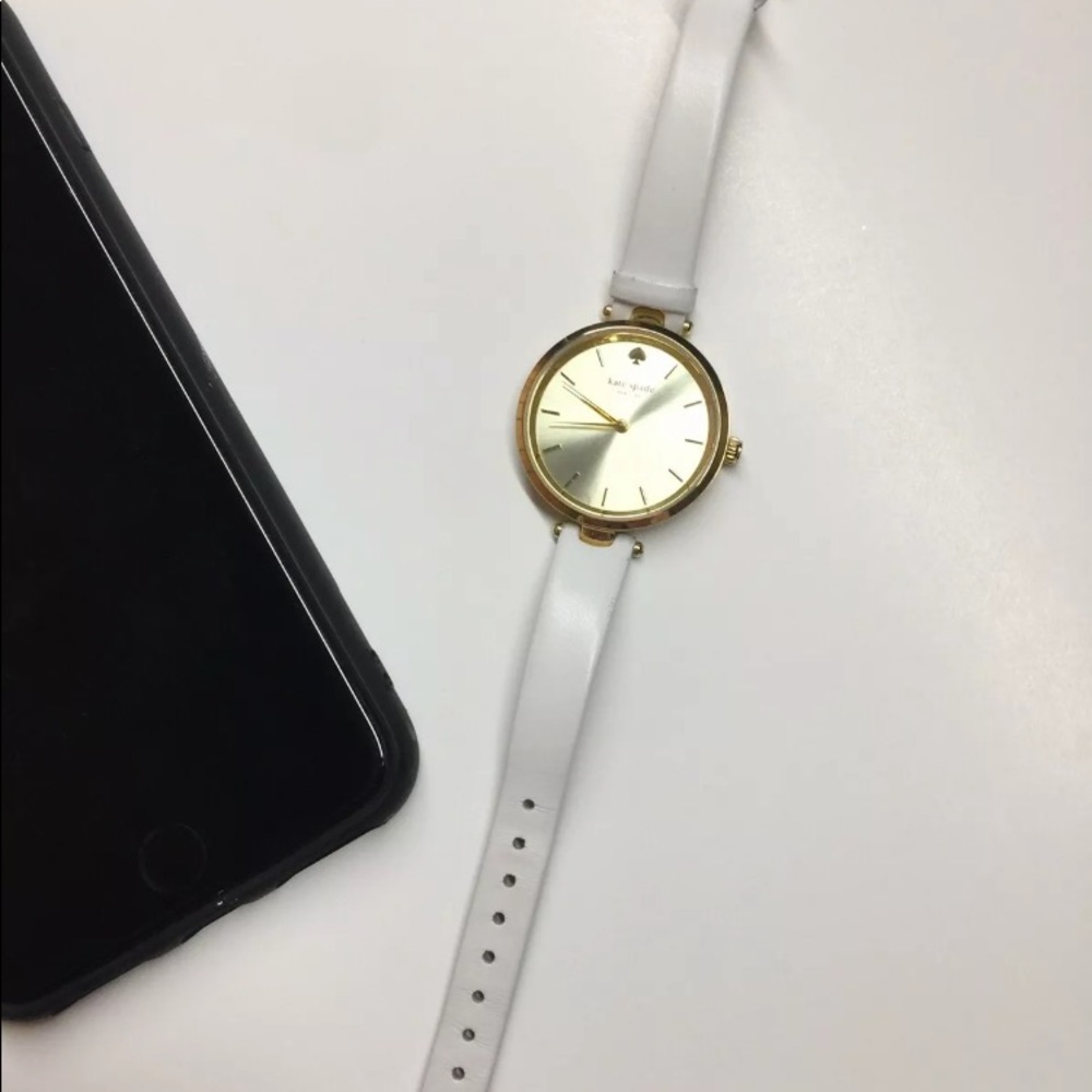 Kate Spade White Leather & Gold Watch